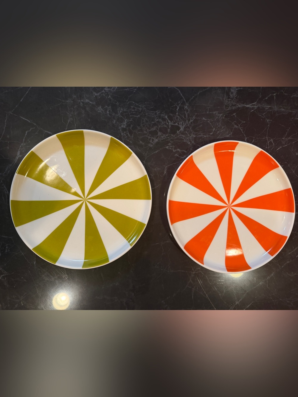 Jonathan Adler Orange & White and Lime & White Pinwheel Plates